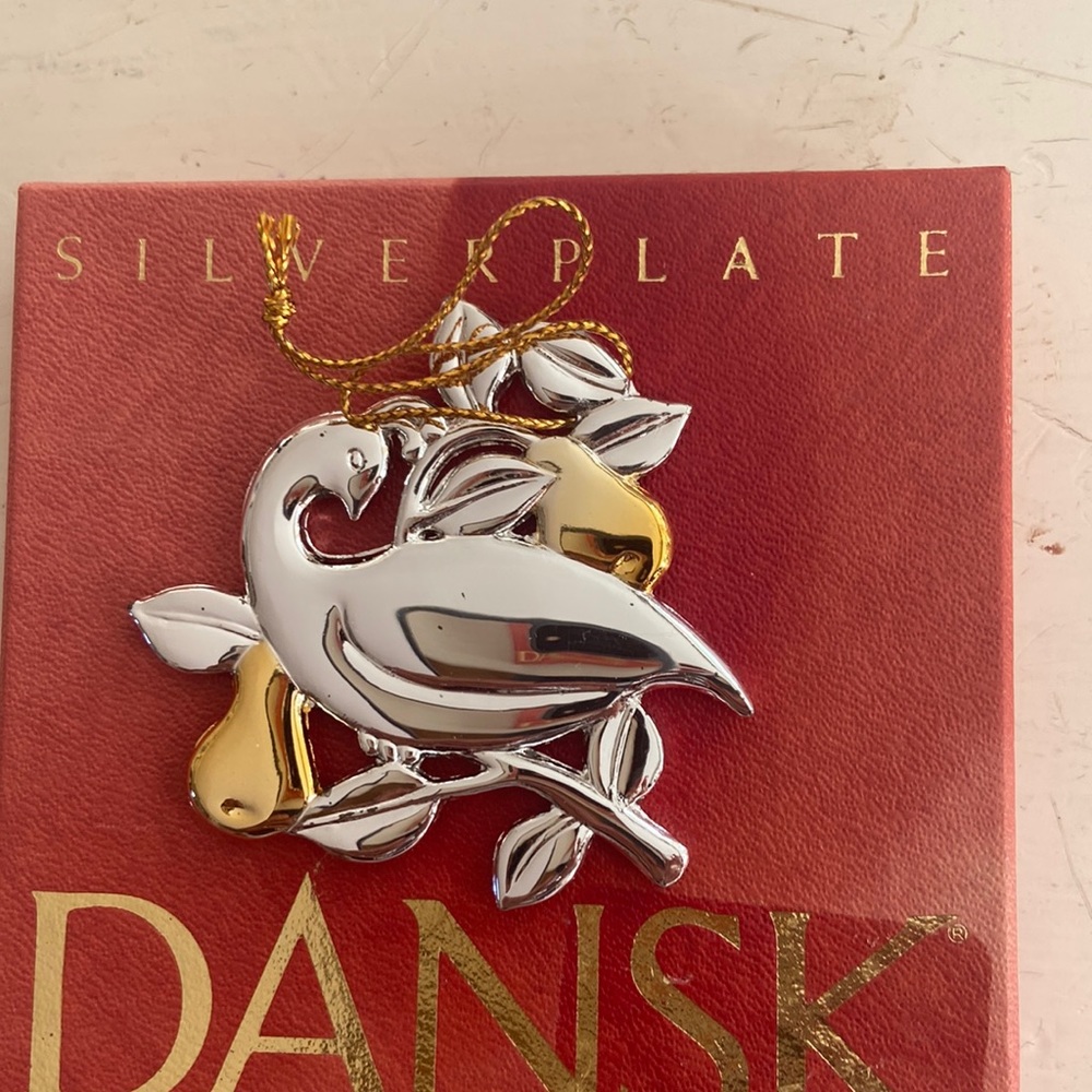 NIP Dansk silverplate Christmas ornament. Partridge. Excellent condition.